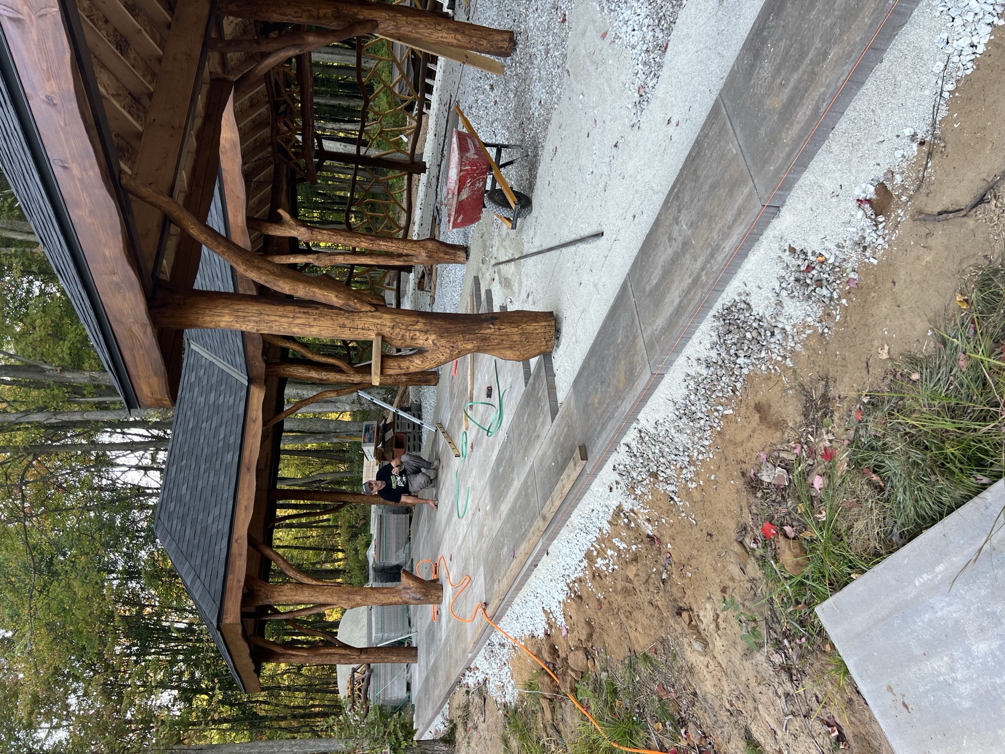 Log pavilion paver patio build