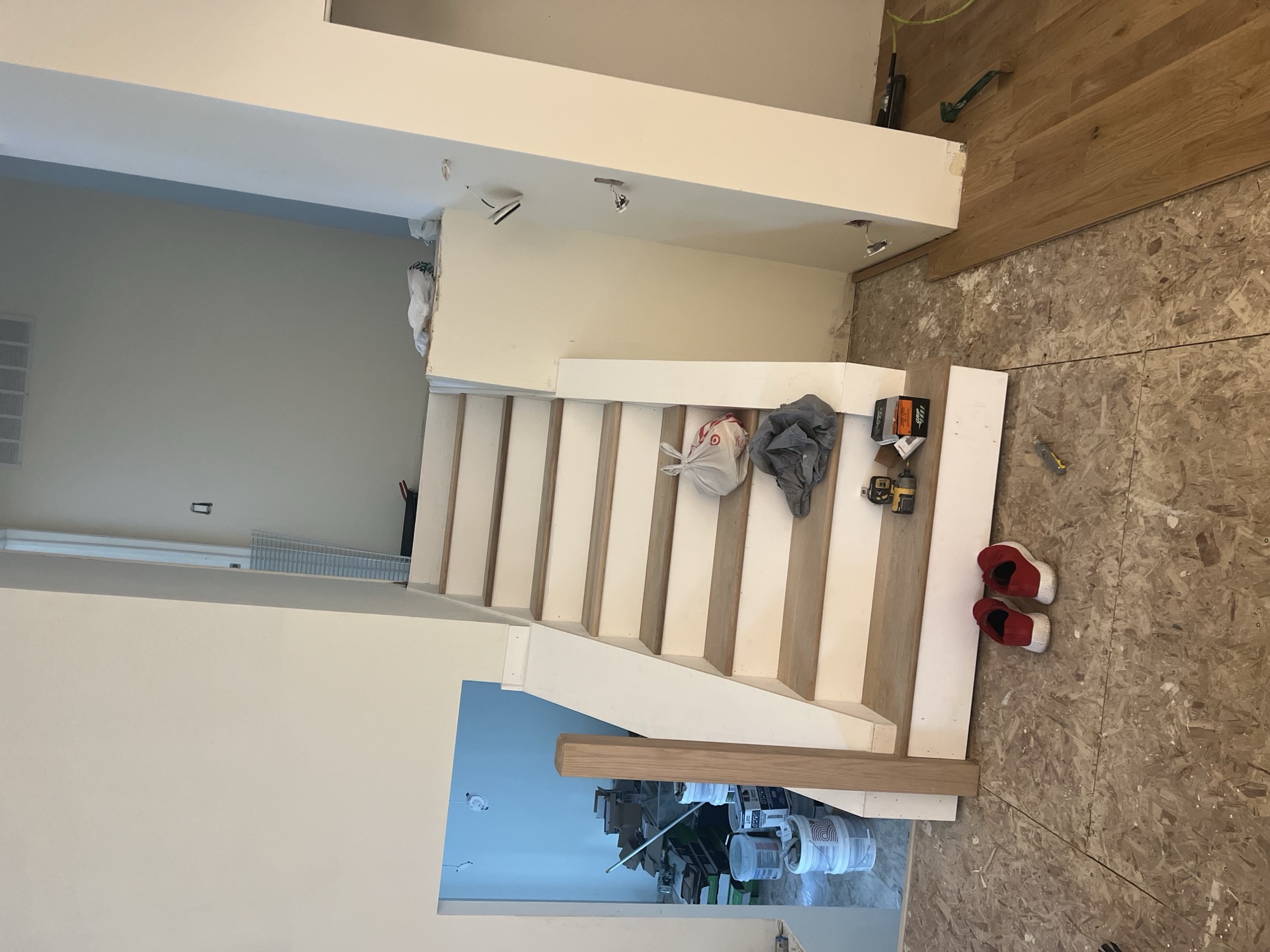 New staircase white risers oak treads